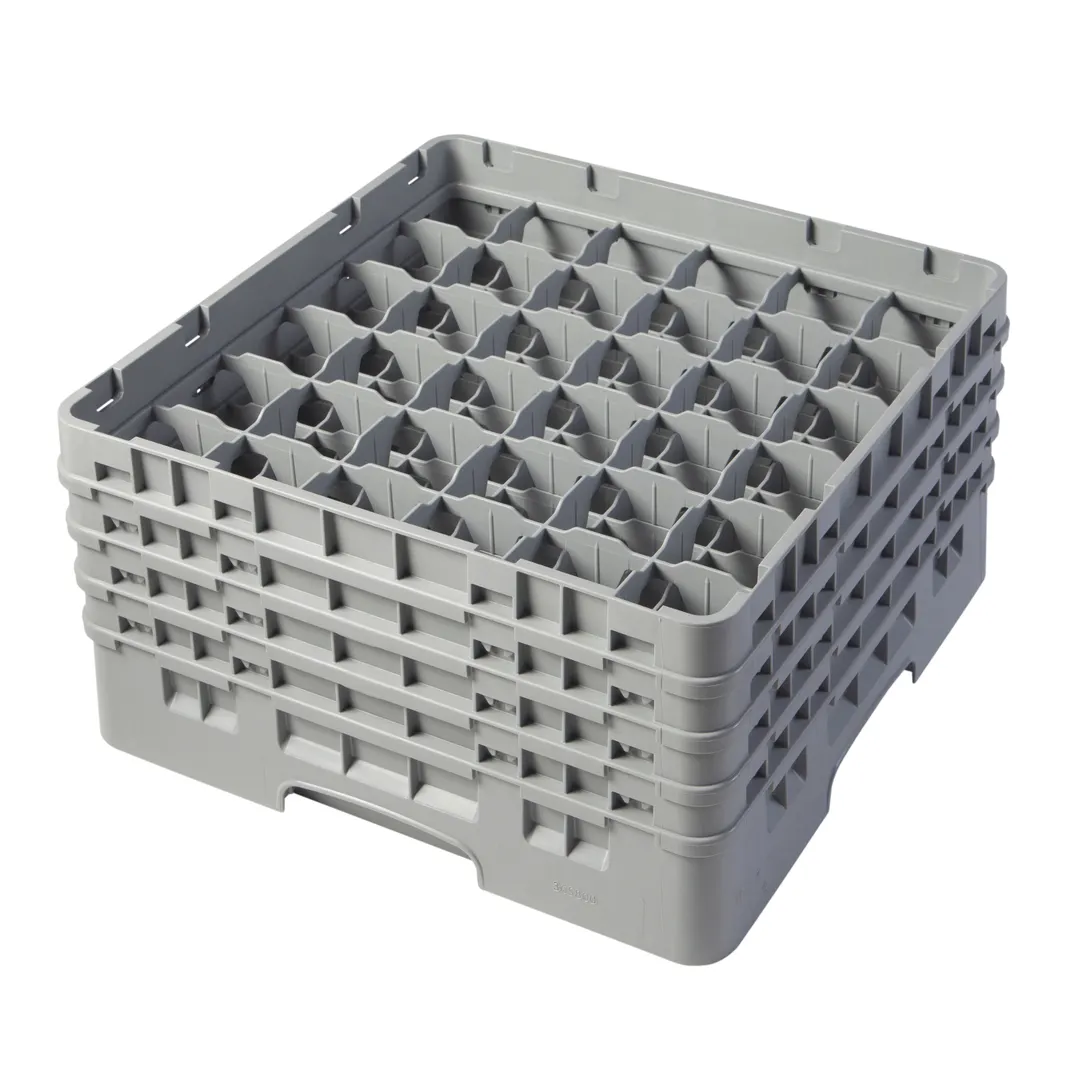 Cambro 36S800151 Camrack Glass Rack, Soft Gray, Full Size, 19-3/4" x 19-3/4", 36 Compartments, 2-7/8" Max Dia, 8-1/2" Max Height