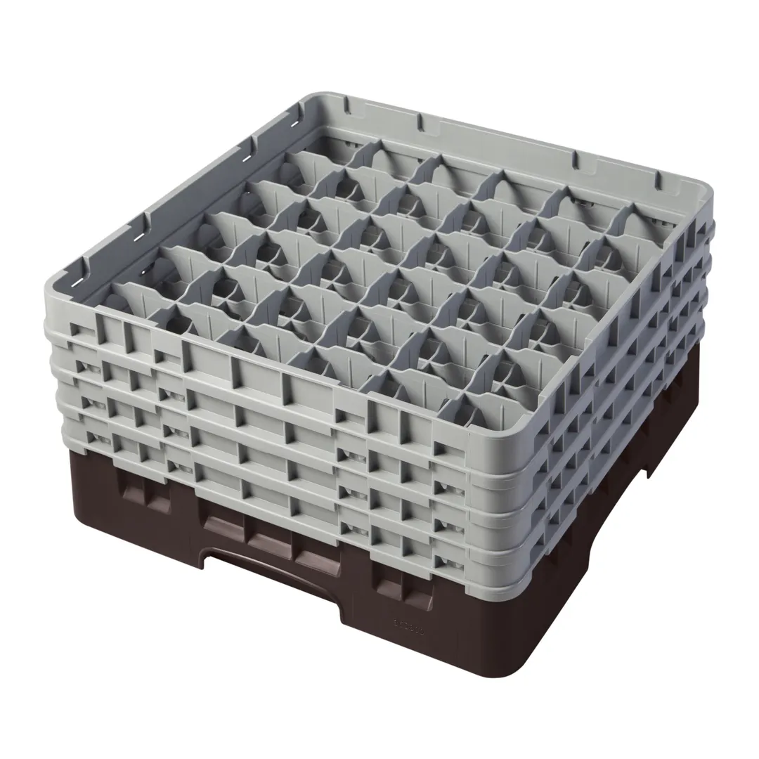 Cambro 36S800167 Camrack Glass Rack, Full Size, 19-3/4 x 19-3/4, 36 Compartments, Brown, HACCP