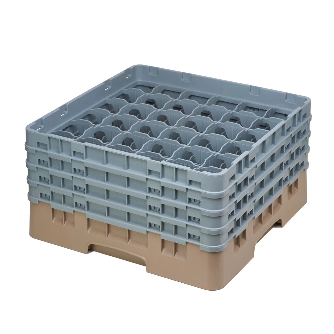 Cambro 36S800184 Camrack Glass Rack, Full Size, 19-3/4 x 19-3/4, 36 Compartments, Beige, HACCP Compliant