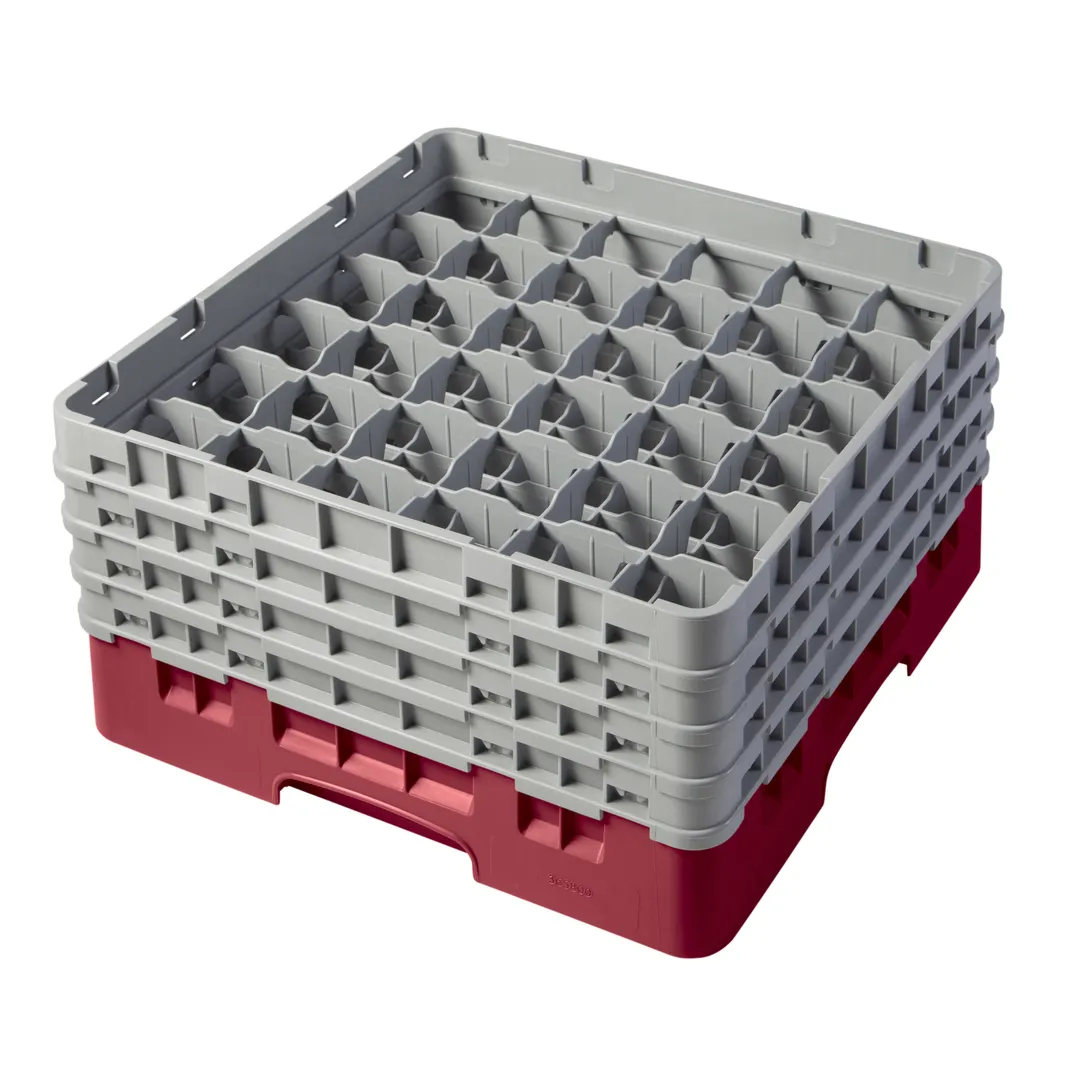 Cambro 36S800416 Camrack Glass Rack, Full Size, 19-3/4 x 19-3/4, 36 Compartments, Cranberry Red, HACCP Compliant