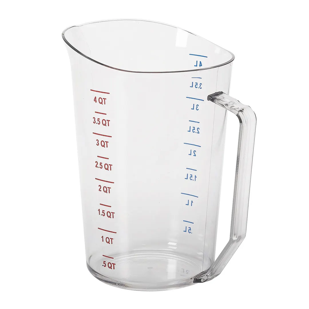 Cambro 400MCCW135 Measuring Cup 4 Quart 128 oz Clear Polycarbonate Molded Handle, Dishwasher Safe
