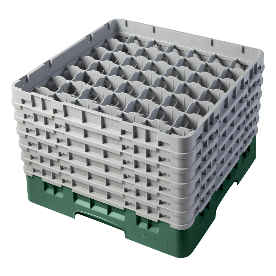 Cambro 49S1114119 Camrack Glass Rack, Sherwood Green, Full Size, 19-3/4 x 19-3/4, 49 Compartments, 2-7/16 Max Dia