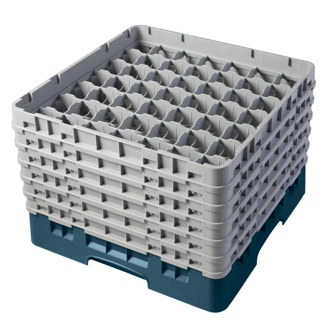 Cambro 49S1114414 Camrack Glass Rack, Teal, Full Size, 19-3/4 x 19-3/4, 49 Compartments, 2-7/16 Max Dia, 11-3/4 Max Height