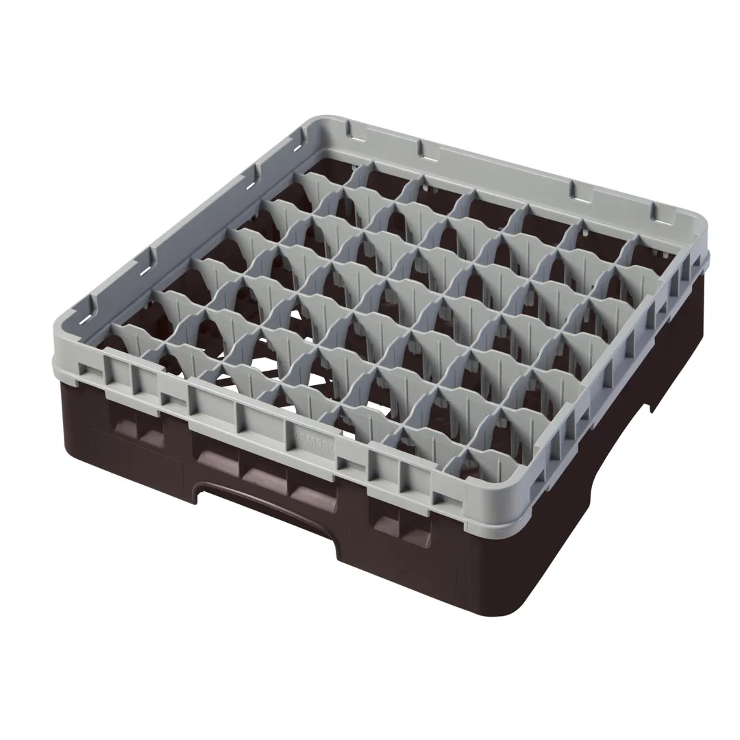 Cambro 49S318167 Camrack Glass Rack, Brown, Full Size, 19-3/4" x 19-3/4", 49 Compartments, 2-7/16" Max Dia