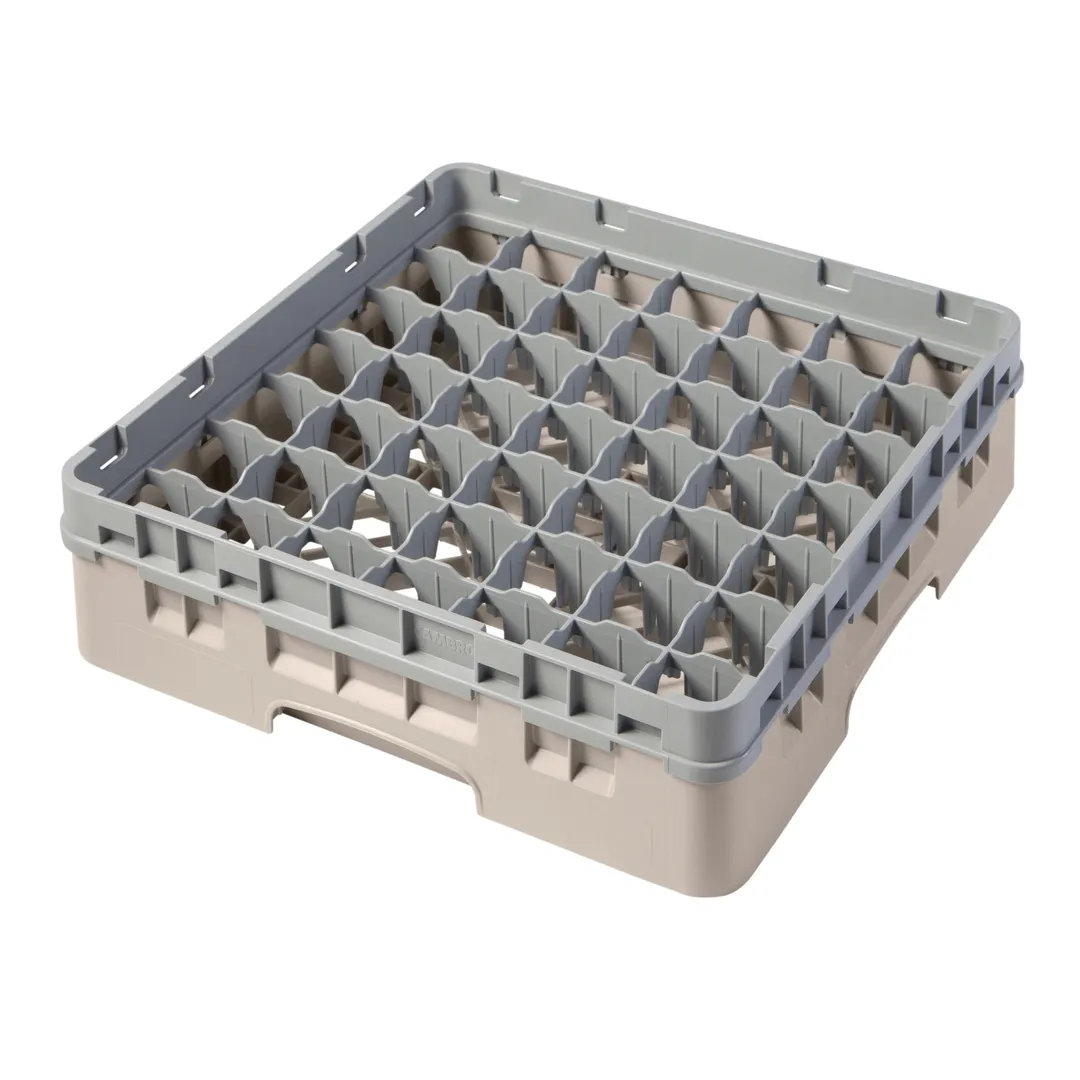 Cambro 49S318184 Camrack Glass Rack, Full Size, 19-3/4" x 19-3/4", Beige, 49 Compartments, 2-7/16" Max Dia, HACCP