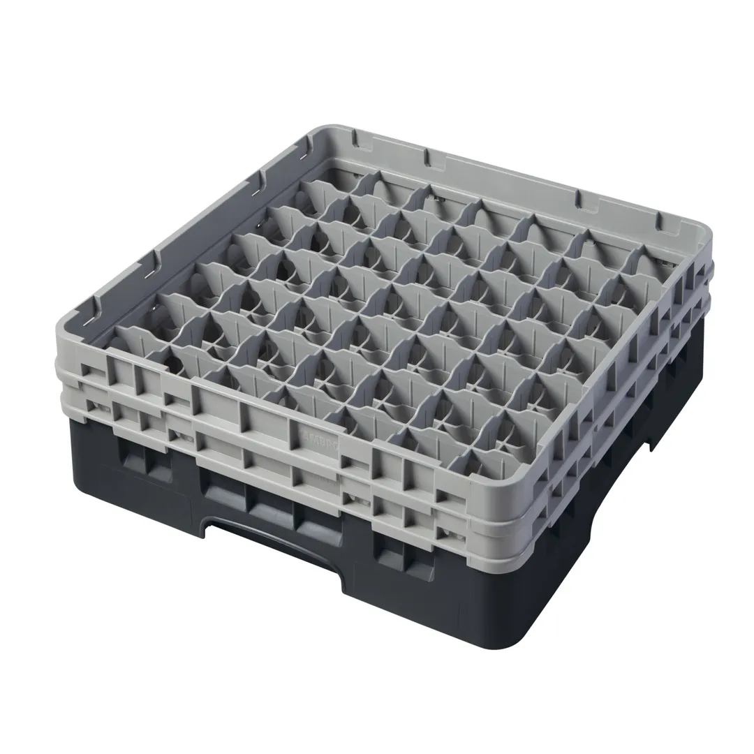 Cambro 49S434110 Camrack Glass Rack, Black, Full Size, 19-3/4 x 19-3/4, 49 Compartments, 2-7/16 Max Dia, 5-1/4 Max Height