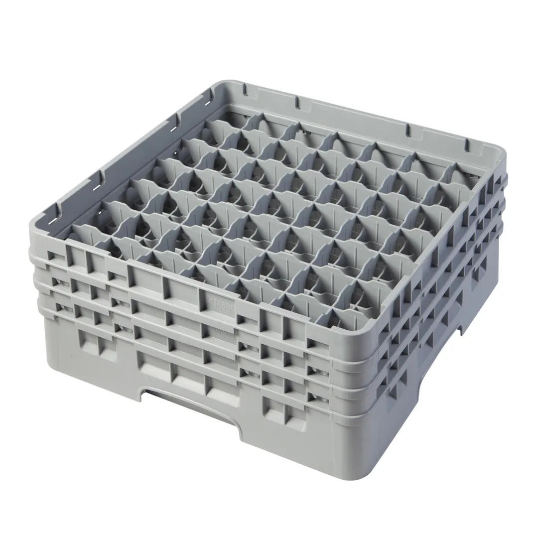 Cambro 49S638151 Camrack Glass Rack, Full Size, Soft Gray, 19-3/4 x 19-3/4 x 8-7/8, 49 Compartments, 2-7/16 Max Dia, HACCP Compliant, NSF Certified