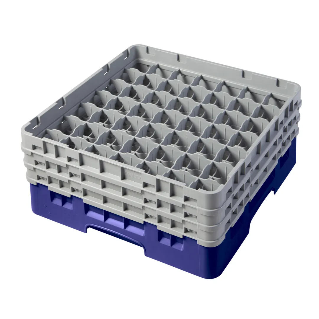 Cambro 49S638186 Camrack Glass Rack, Full Size, Navy Blue, 19-3/4 x 19-3/4 x 8-7/8, 49 Compartments, 2-7/16 Max Dia, 6-7/8 Max Height, HACCP Compliant, NSF