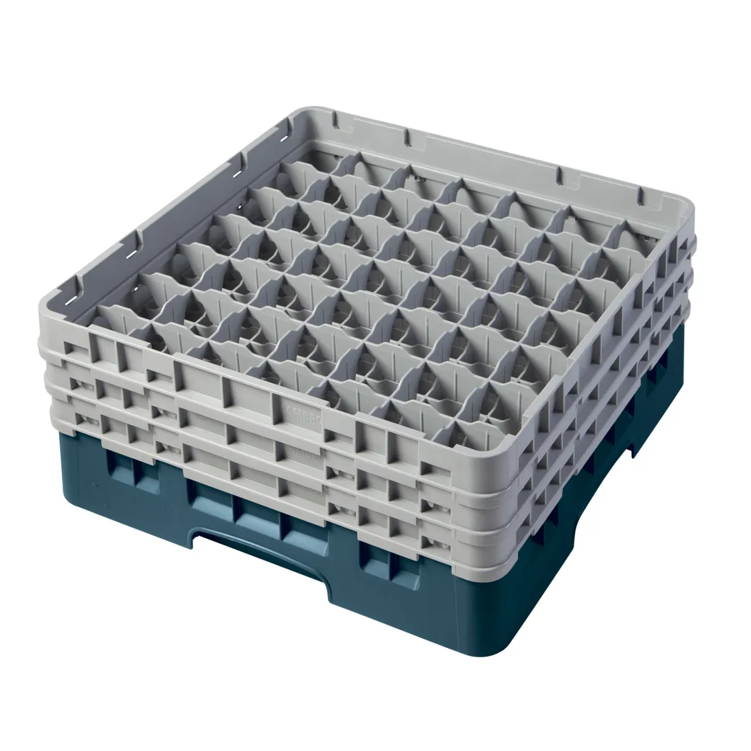 Cambro 49S638414 Camrack Glass Rack, Full Size, Teal, 19-3/4" x 19-3/4" x 8-7/8", 49 Compartments, 2-7/16" Max Dia, HACCP Compliant, NSF