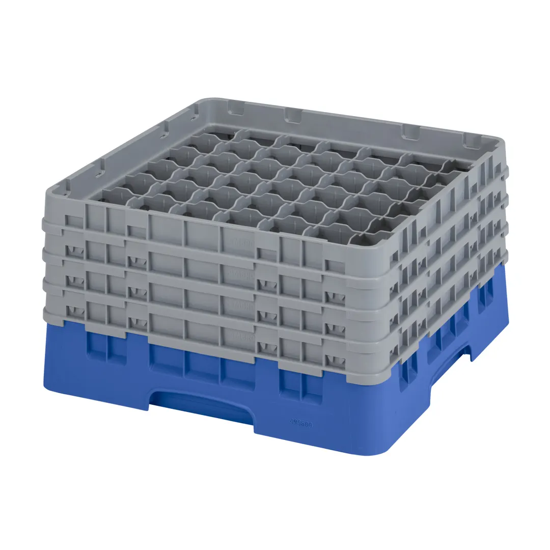 Cambro 49S800168 Camrack Glass Rack, Full Size, Blue, 19-3/4 x 19-3/4 x 10-1/2, 49 Compartments, 2-7/16 Max Dia, 8-1/2 Max Height, HACCP Compliant, NSF