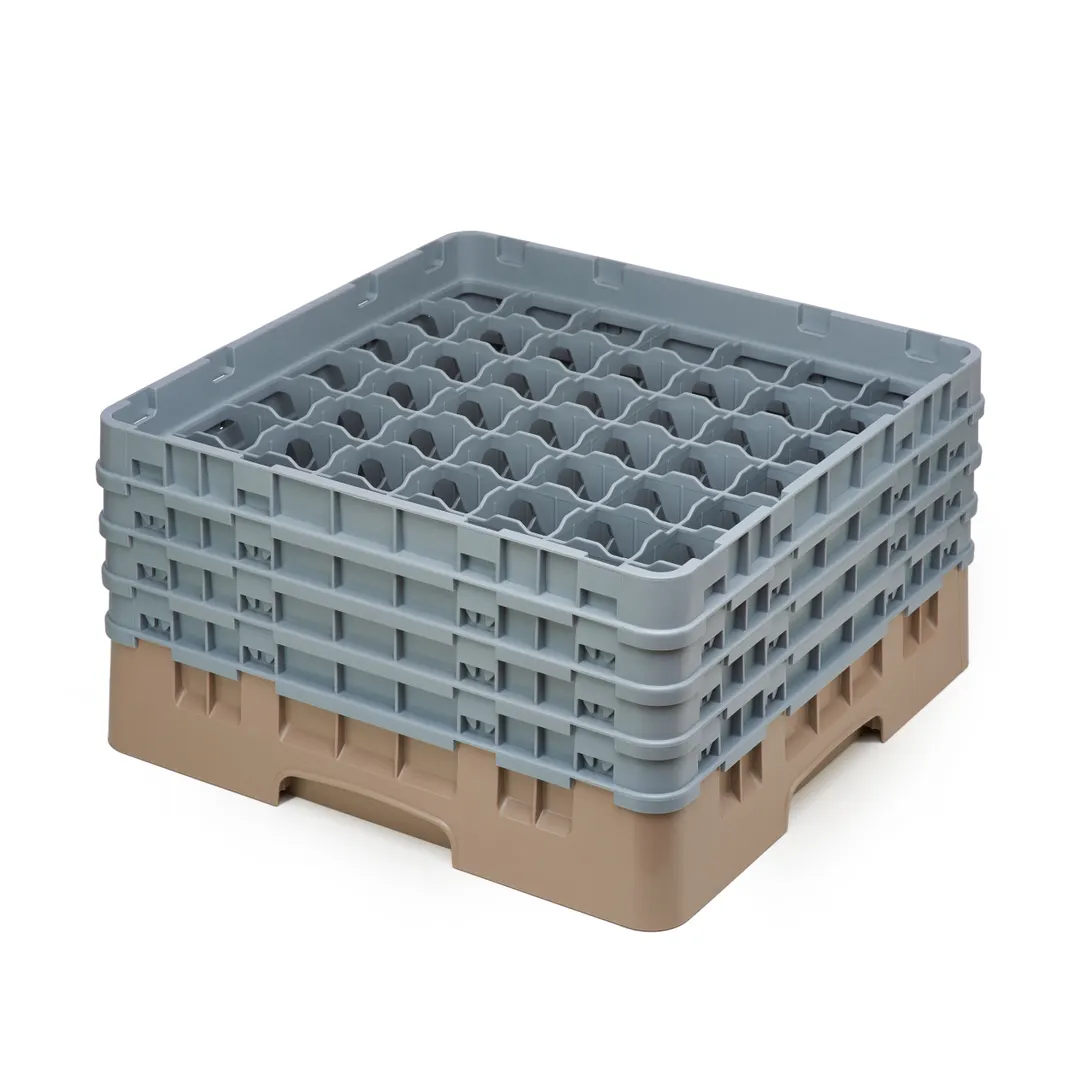 Cambro 49S800184 Camrack Glass Rack, Full Size, Beige, 19-3/4 x 19-3/4 x 10-1/2, 49 Compartments, 2-7/16 Max Dia, 8-1/2 Max Height, HACCP Compliant, NSF