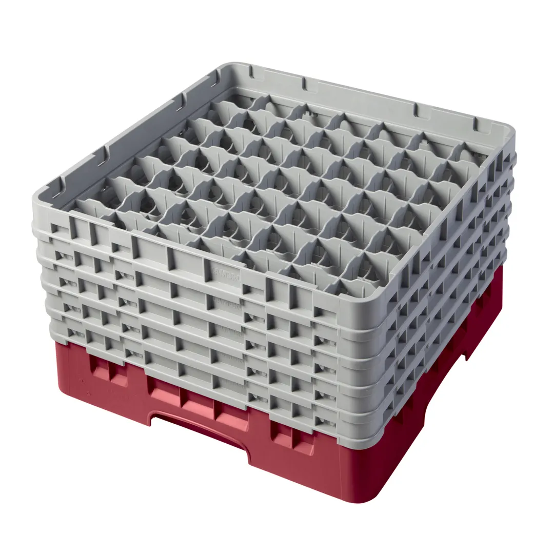 Cambro 49S958416 Camrack Glass Rack, Full Size, 19-3/4 x 19-3/4, 49 Compartments, Cranberry Red, HACCP Compliant, NSF Certified