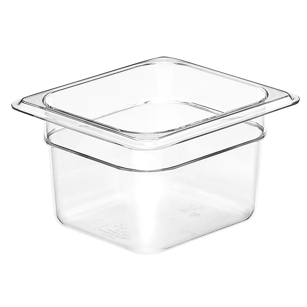 Cambro 64CW135 Camwear Food Pan 1/6 Size 1.6 Qt Capacity 4" Deep Clear Polycarbonate NSF