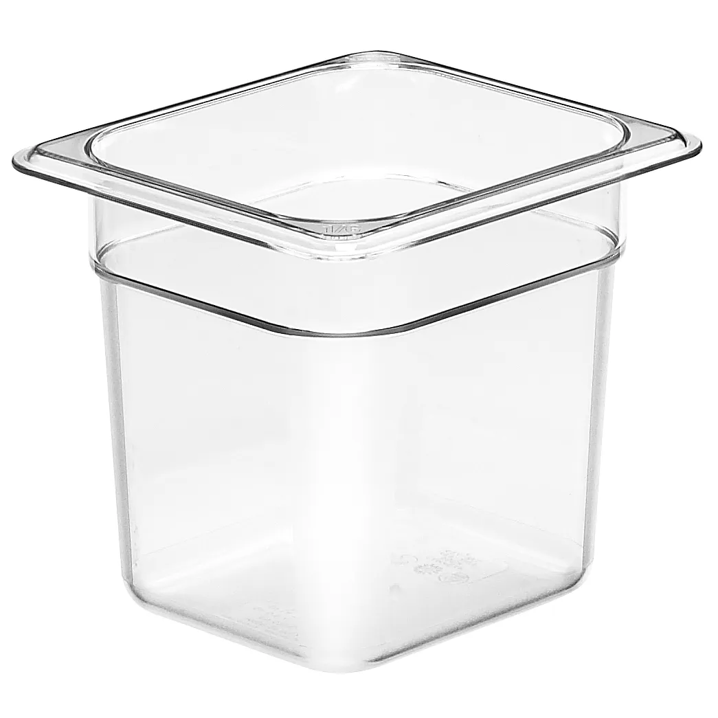 Cambro 66CW135 Camwear Food Pan, 2.4 Qt, 6" Deep, 1/6 Size, Clear Polycarbonate, NSF