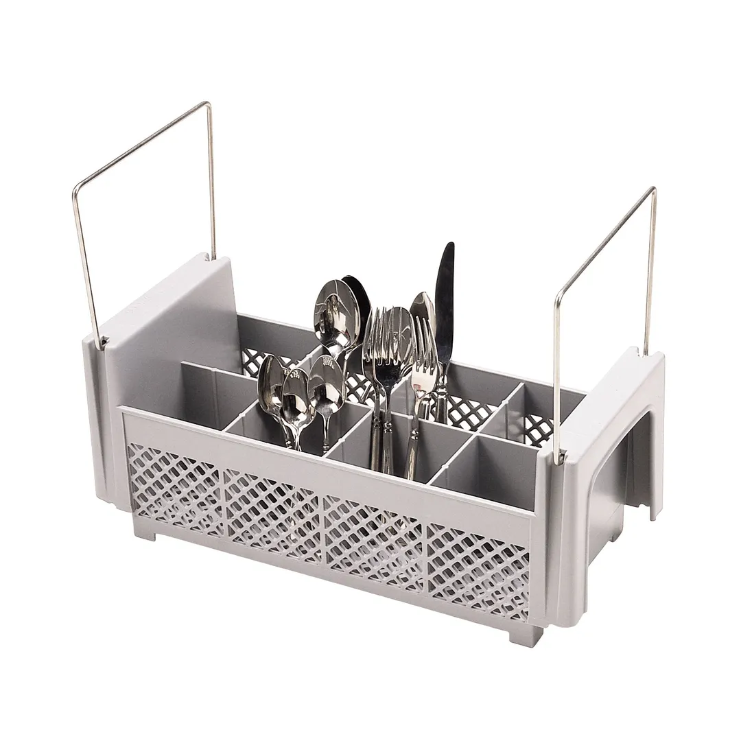 Cambro 8FB434151 Camrack Flatware Washing Basket, Half Size, 18x7.75x7.25 inches, Gray, 8 Compartments, NSF Certified