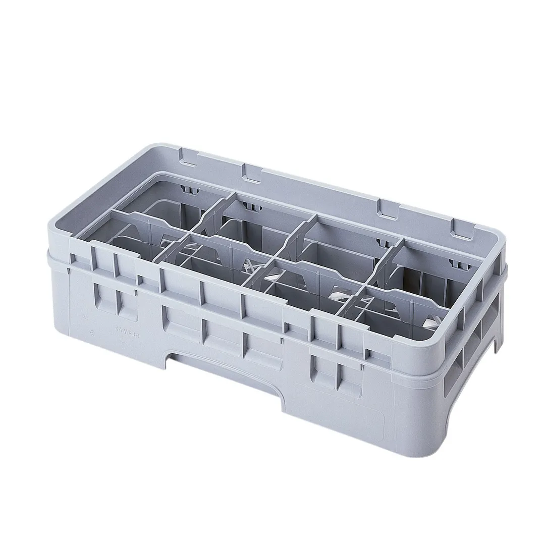 Cambro 8HC414151 Camrack Cup Rack, Half Size, Soft Gray, 9-7/8 x 19-3/4, 8 Compartments, HACCP Compliant, NSF Certified