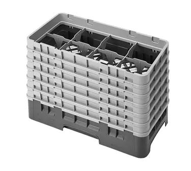 Cambro 8HS1114151 Camrack Glass Rack, Half Size, Soft Gray, 8 Compartments, 10x19.75x13.75 inches