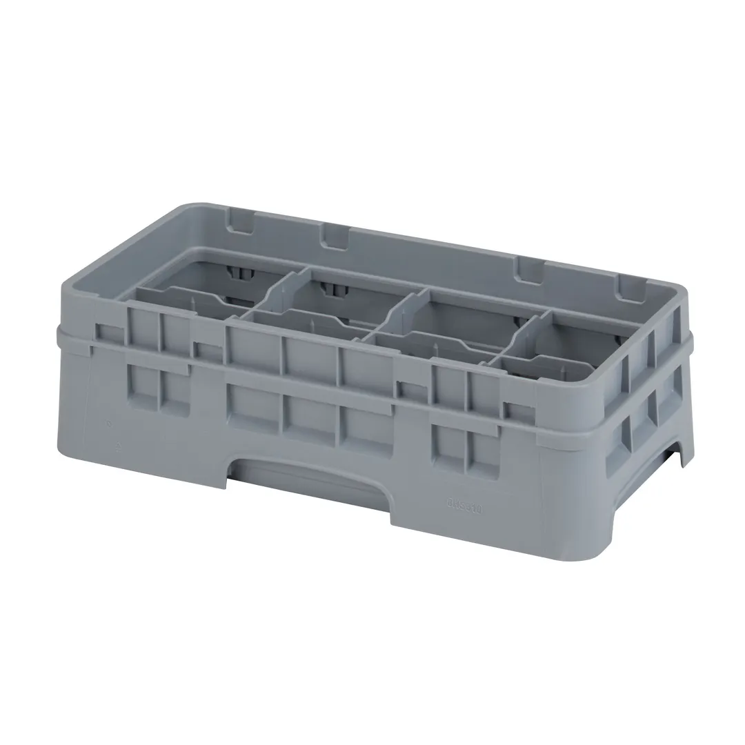 Cambro 8HS318151 Camrack Glass Rack, Half Size, Soft Gray, 10x19.75x5.625, 8 Compartments, 4.0625 Max Dia, HACCP Compliant