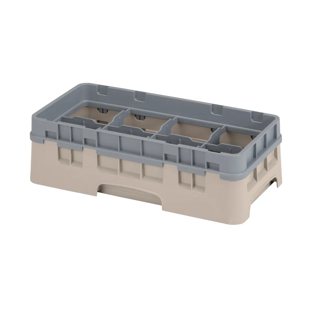 Cambro 8HS318184 Camrack Glass Rack, Half Size, Beige, 10x19.75x5.625, 8 Compartments, 4.0625 Max Dia, HACCP Compliant