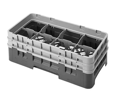 Cambro 8HS434119 Camrack Glass Rack, Half Size, Sherwood Green, 10x19.75x7.25, 8 Compartments, HACCP Compliant, NSF Certified