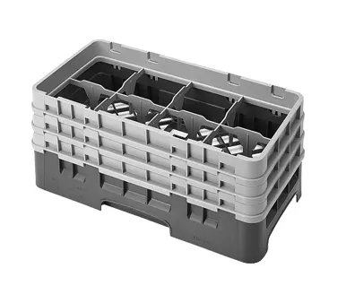 Cambro 8HS638151 Camrack Glass Rack, Half Size, Soft Gray, 10 x 19.75 x 8.875, 8 Compartments, 4.0625 Max Dia, HACCP Compliant, NSF Certified