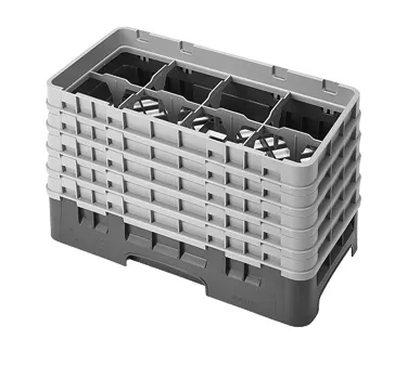Cambro 8HS958151 Camrack Glass Rack, Half Size, Soft Gray, 10 x 19.75 x 12.125, 8 Compartments, 4.0625 Max Dia, HACCP Compliant, NSF