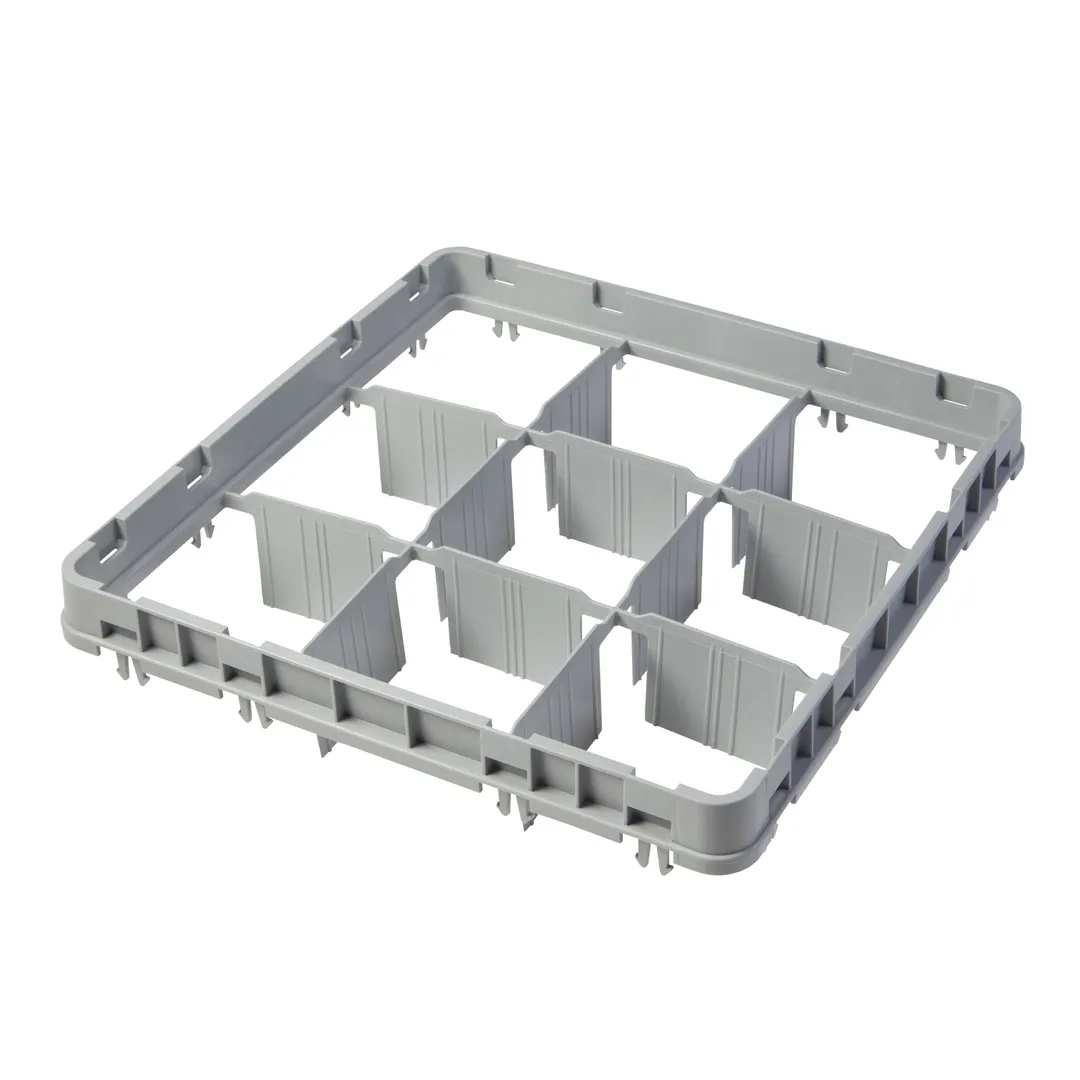 Cambro 9E1151 Full Size Dish Rack Extender, 9 Compartments, Soft Gray, 19-5/8" x 19-5/8" x 2", Adds 1-5/8" to Rack Height