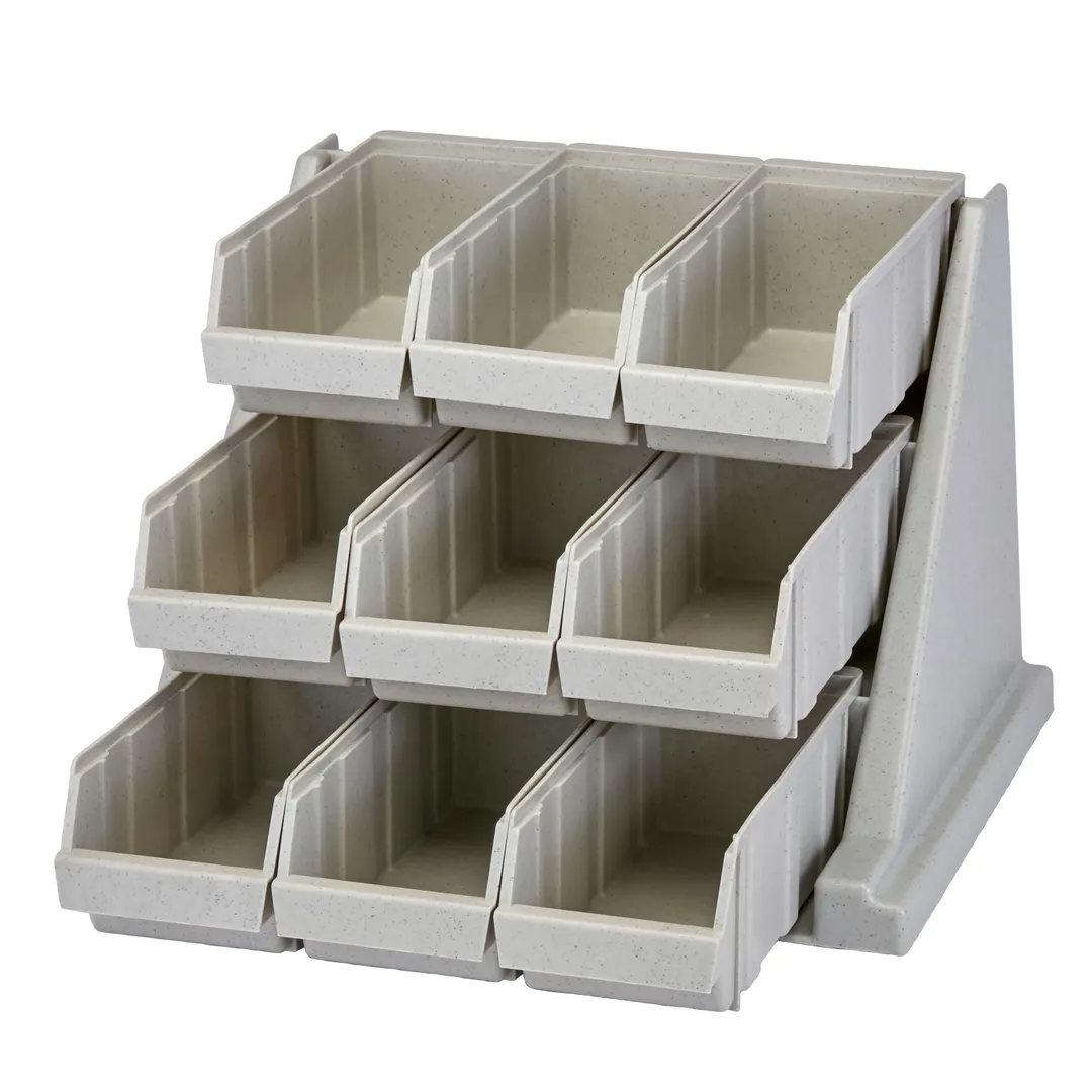 Cambro 9RS9480 Rack, 9-Bin Wall-Mount, 20-1/8" L x 21-3/8" D x 14-1/4" H, Gray Poly, 10‑lb Capacity