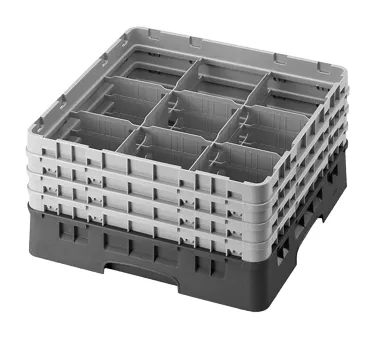 Cambro 9S638167 Camrack Glass Rack, Full Size, Brown, 19-3/4" x 19-3/4" x 8-7/8", 9 Compartments, 5-7/8" Max Diameter, HACCP Compliant, NSF