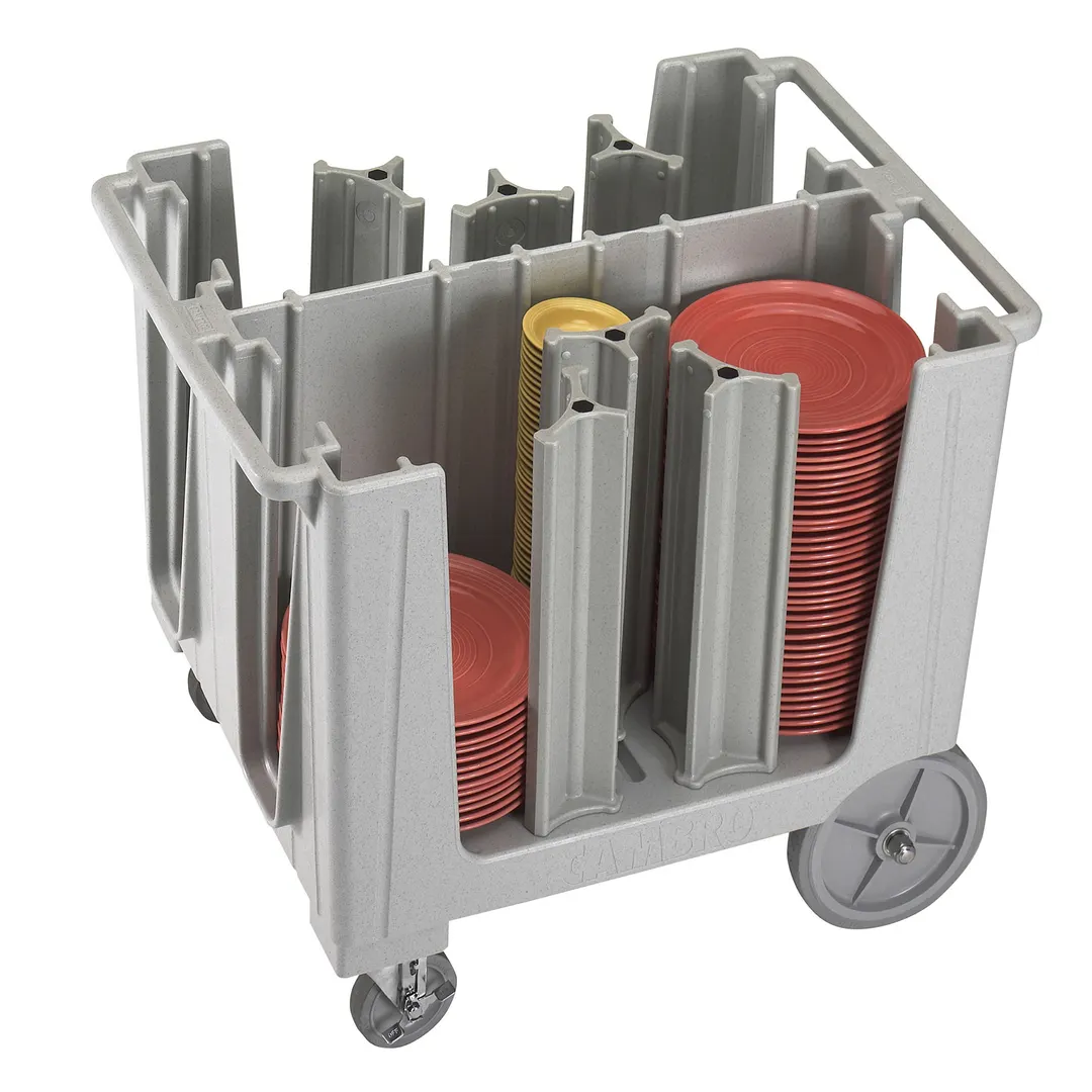 Cambro ADCS480 Speckled Gray Polyethylene Adjustable Dish Dolly, 28-5/8"W x 37-7/8"L, 201-400 Plate Capacity