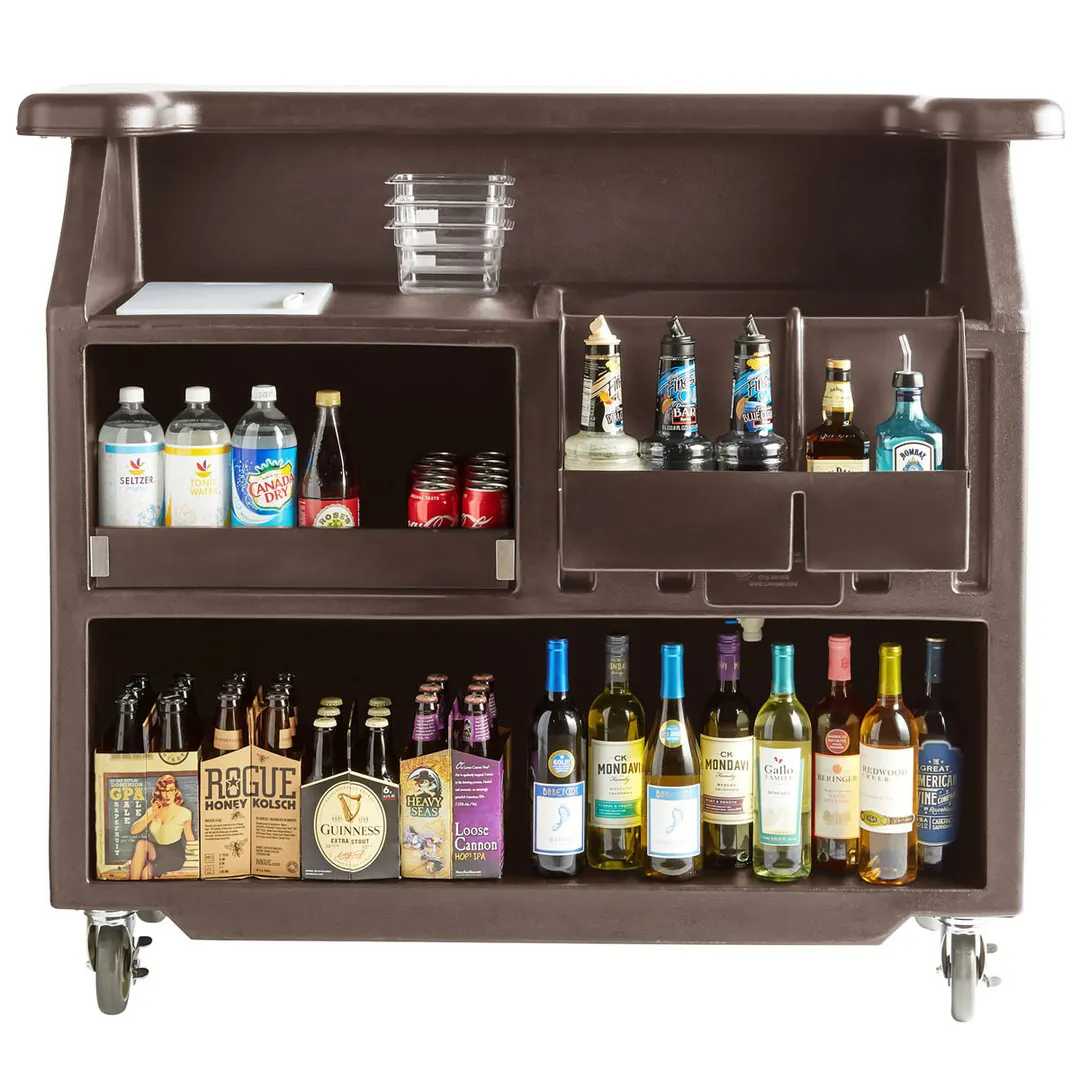 Cambro BAR540131 Cambar 80 lb. Ice Sink Brown 5-Bottle Speed Rail Portable Bar