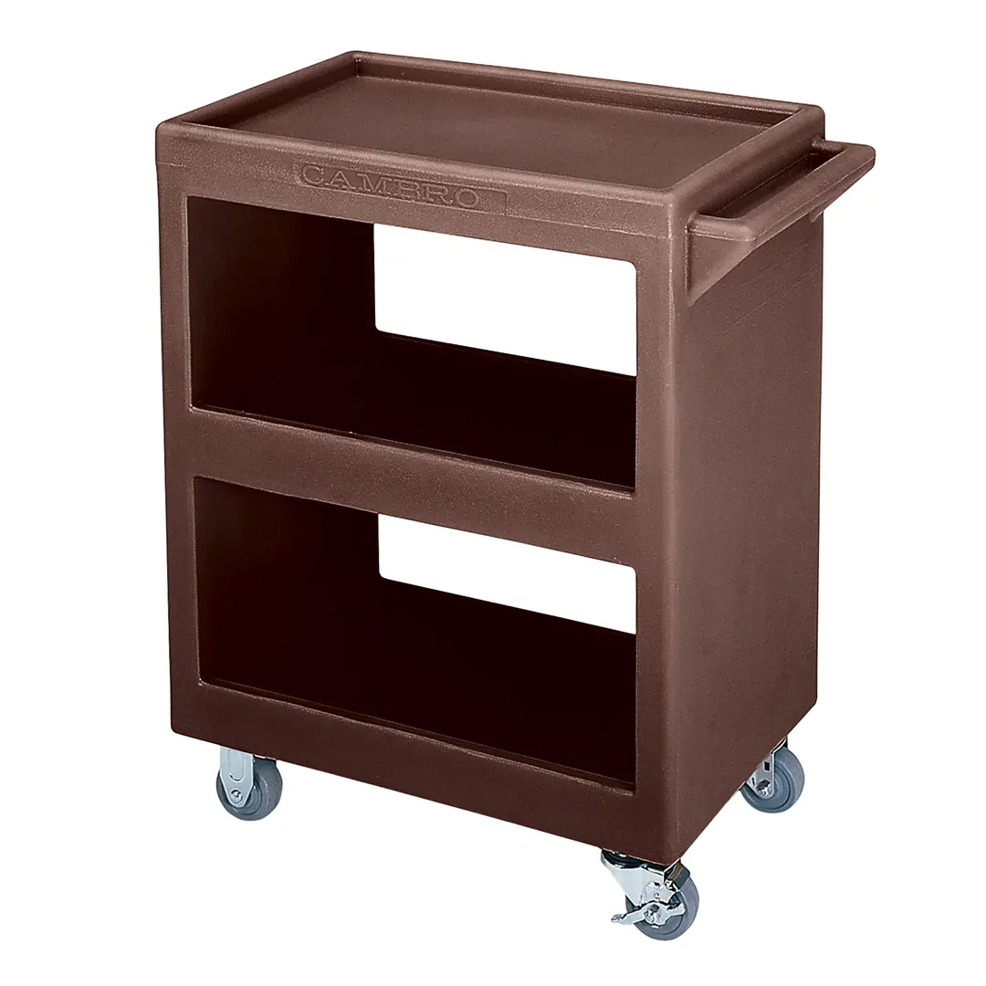 Cambro SC225S131 NSF Dark Brown Polyethylene 3-Shelf Service Cart - 28" x 16" x 32.25"