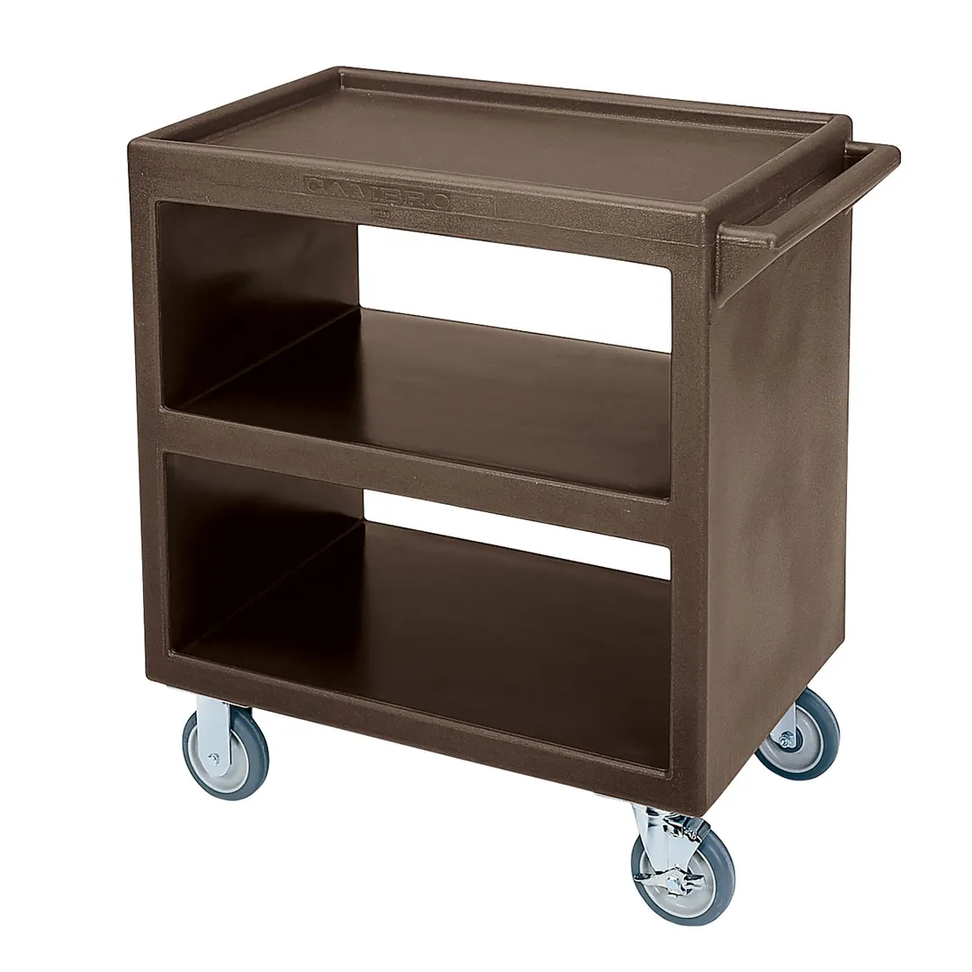 Cambro SC230131 NSF Dark Brown Polyethylene 3-Shelf Service Cart - 33.25" x 20" x 34.63"