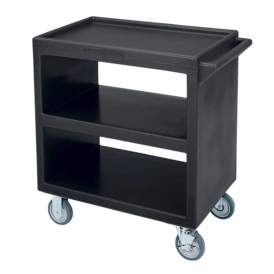 Cambro SC230S110 NSF Black Polyethylene 3-Shelf Service Cart - 33.25" x 20" x 34.63"
