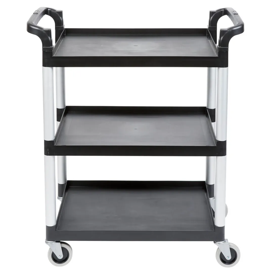 Cambro BC331KD110 Black Polyethylene 3-Shelf Service Cart w/ 300 lb Capacity