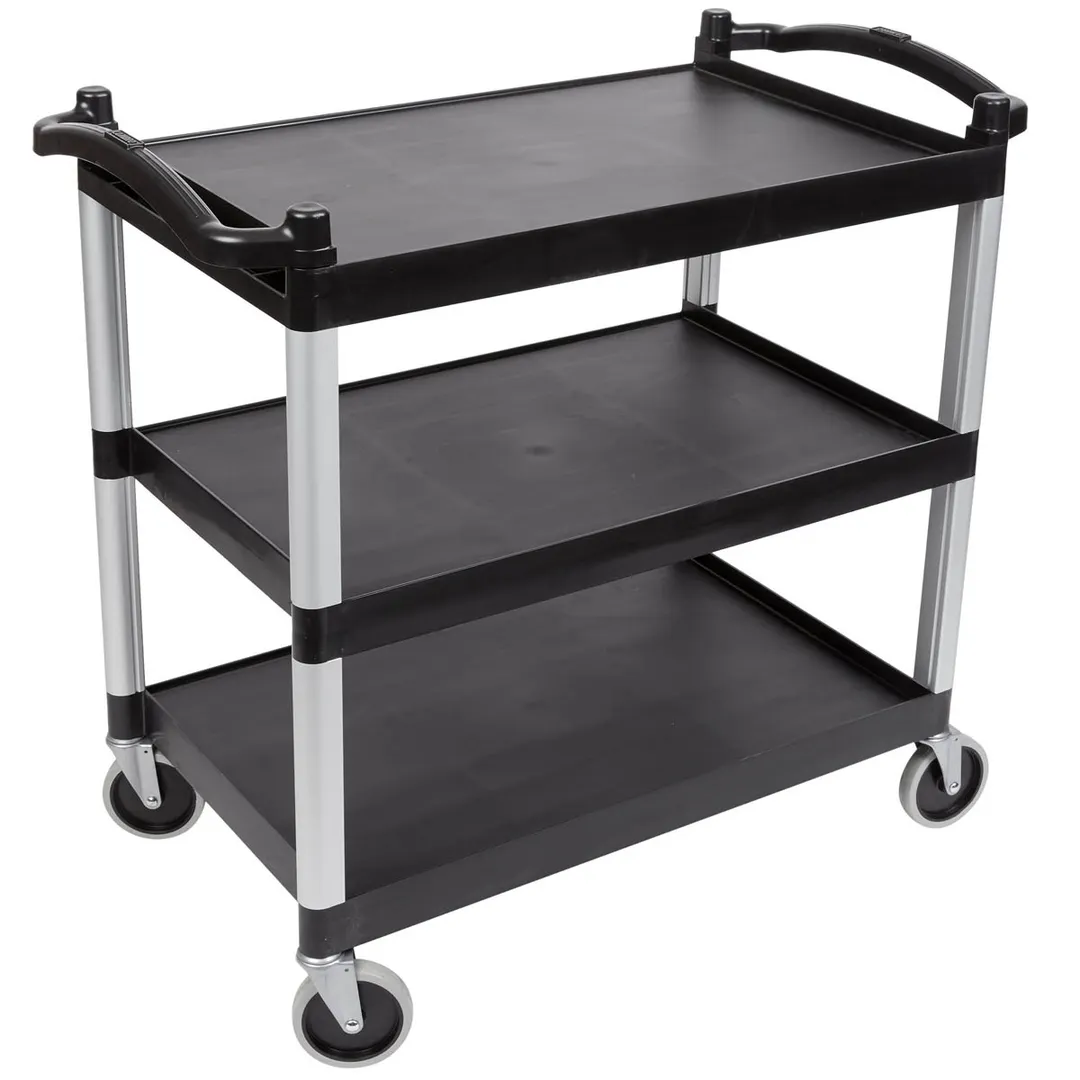 Cambro BC340KD110 Black Polyethylene 3-Shelf Utility Cart w/ 400 lb Capacity