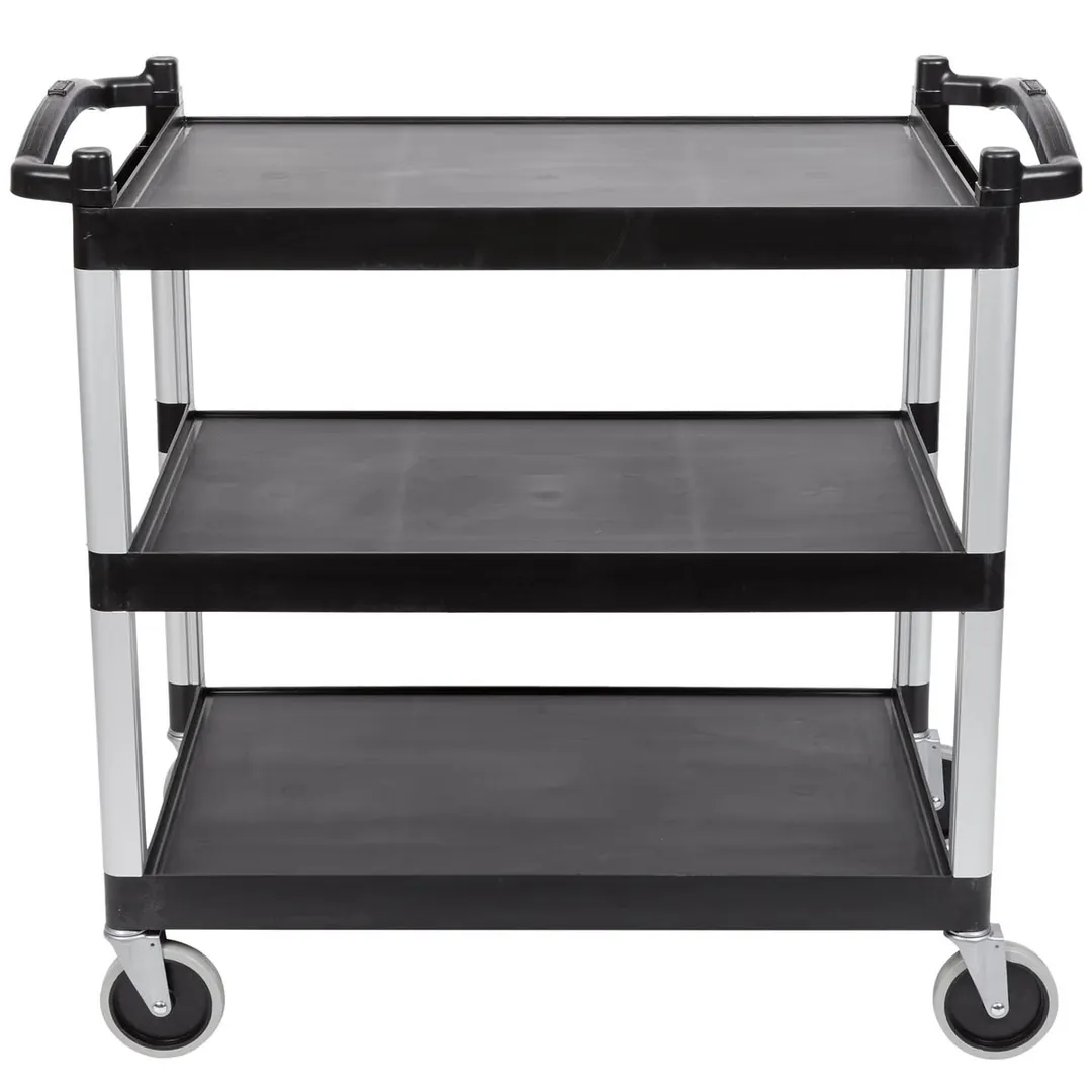 Cambro BC340KD110 Black Polyethylene 3-Shelf Utility Cart w/ 400 lb Capacity