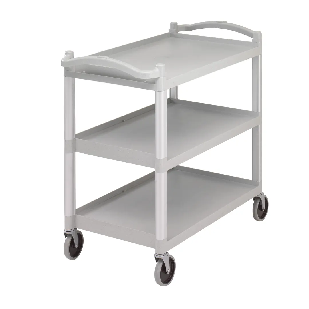 Cambro BC340KD480 Speckled Gray Polyethylene 3-Shelf Utility Cart w/ 400 lb Capacity