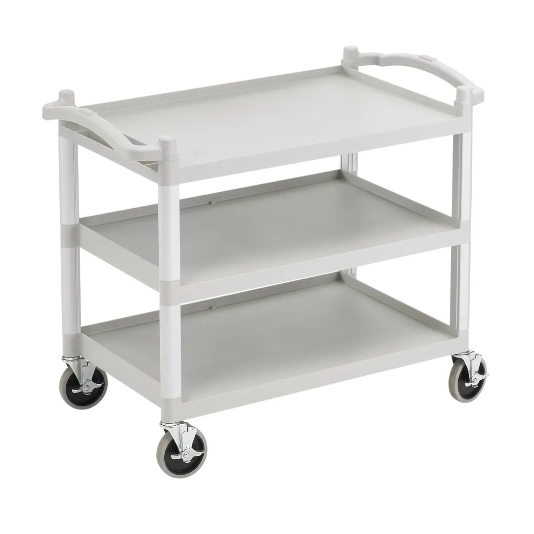 Cambro BC340KDLP480 Speckled Gray Polyethylene 3-Shelf Utility Cart w/ 400 lb Capacity