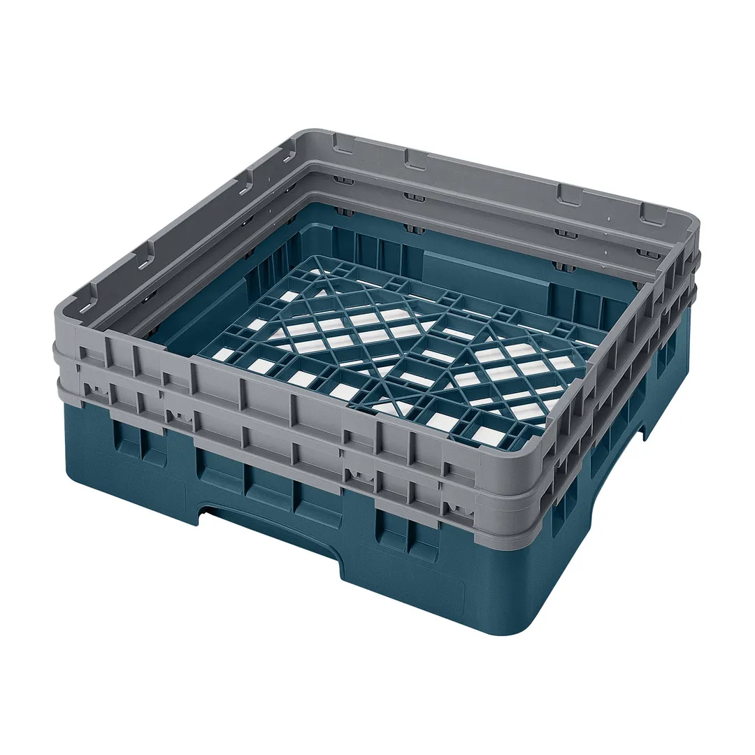 Cambro BR578414 Camrack Base Rack, Full Size, Teal, Polypropylene, 19-3/4" x 19-3/4", 6-1/2" Inside Rack Height, with 2 Soft Gray Extenders