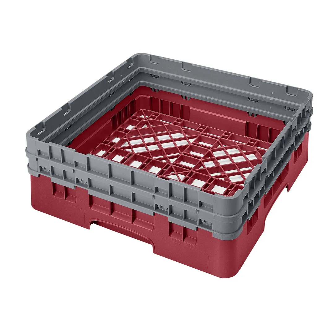 Cambro BR578416 Camrack Base Rack with 2 Soft Gray Extenders, Full Size, 1 Compartment, 19-3/4" x 19-3/4", 6-1/2" Inside Rack Height, Polypropylene, Cranberry Red