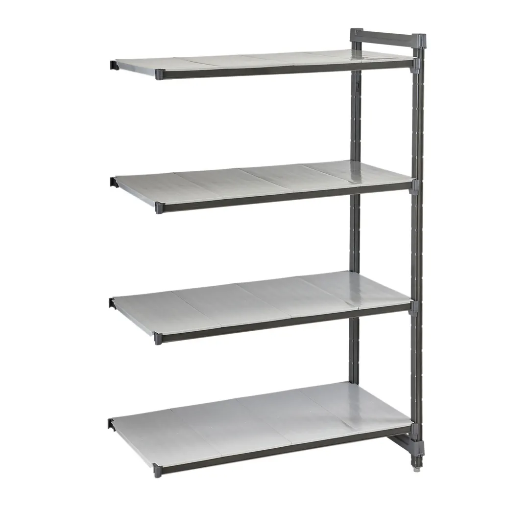 Cambro CBA243064S4580 Camshelving Basics Plus 24"W x 30"L x 64"H 4-Tier Add-On Unit, Brushed Graphite, 600 lb Capacity