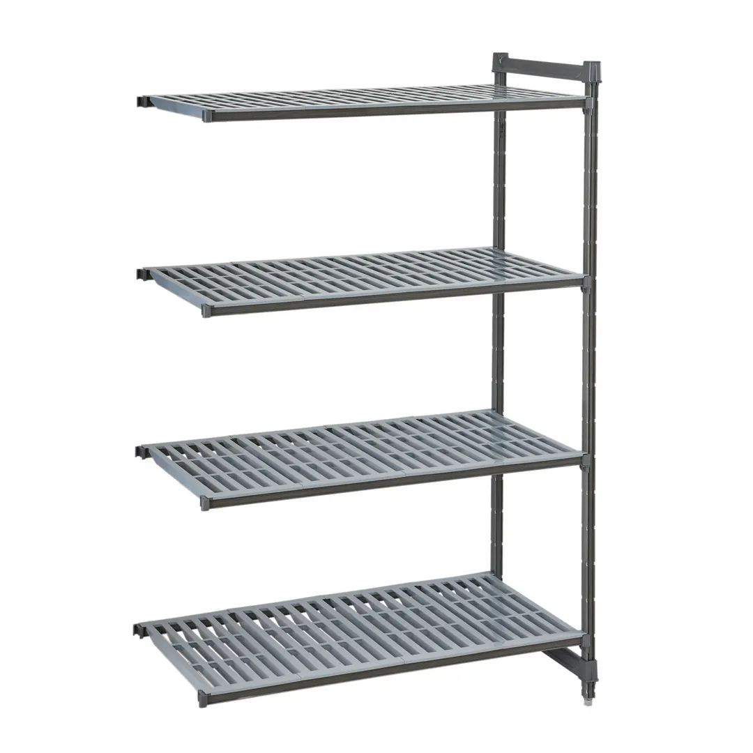 Cambro CBA243064V4580 Camshelving Basics Plus 4-Tier Add-On Unit, 24"W x 30"L x 64"H, Brushed Graphite, 2200 lbs Capacity