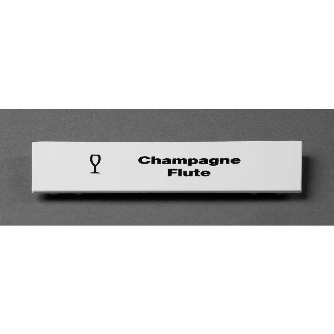 Cambro CECCF6000 Camrack Extender ID Clip, 5"L x 1-9/16"H, White ABS, Snap-On, Champagne Flute Label
