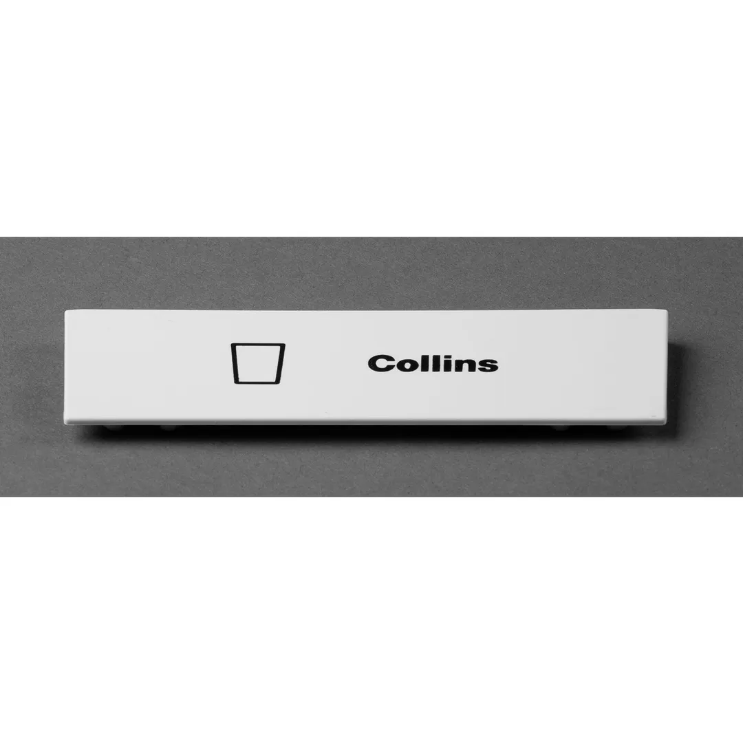 Cambro CECCL6000 Camrack Extender ID Clip, 5"L x 1-9/16"H, White ABS, Snap-On for All Camracks, Pre-Printed 'Collins'