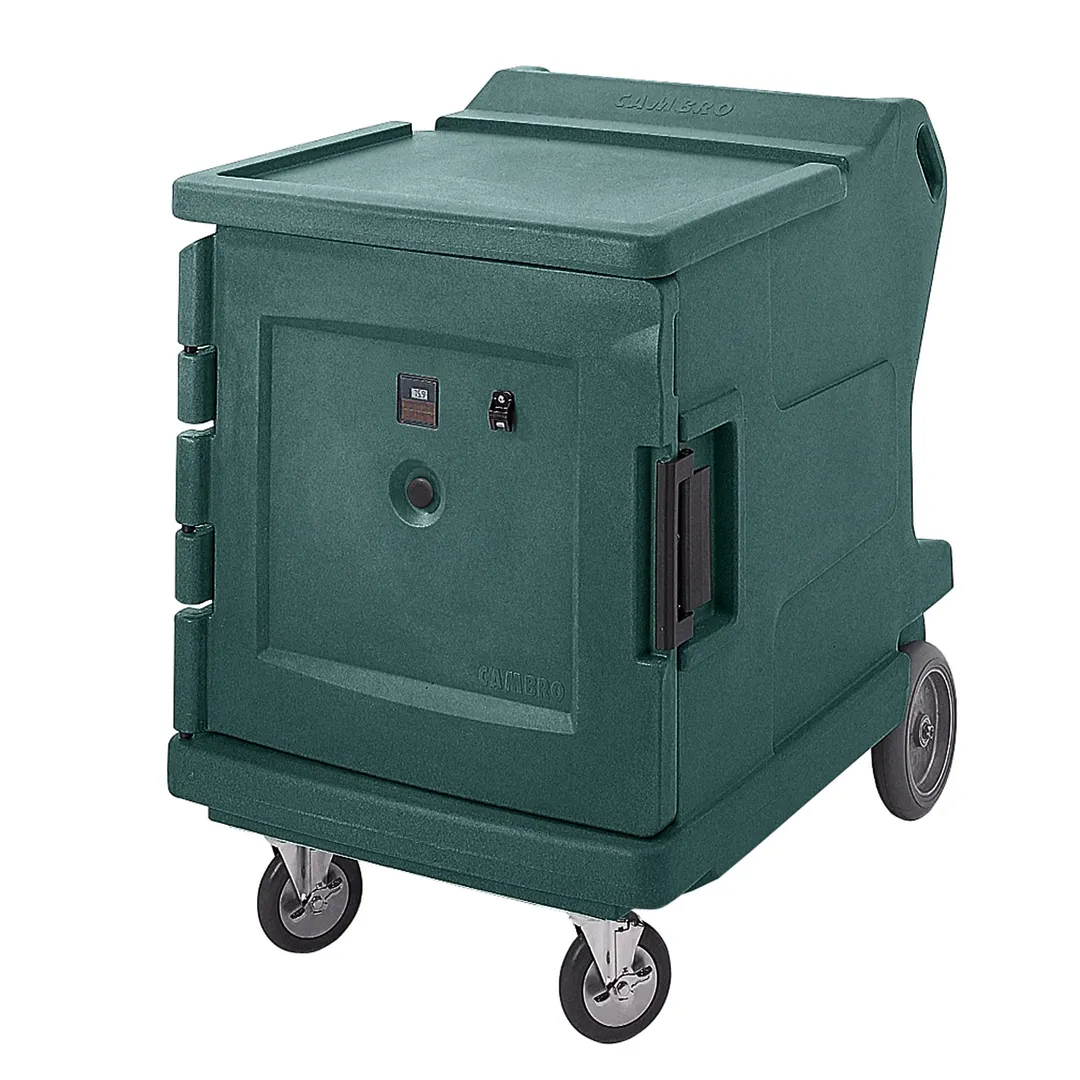 Cambro CMBH1826LC192 Camtherm Hot Cart, 30.5"W x 42"D, 1-Section, Single Solid Door Heated Holding Cabinet, 11 18x26 Pans Capacity, Granite Green