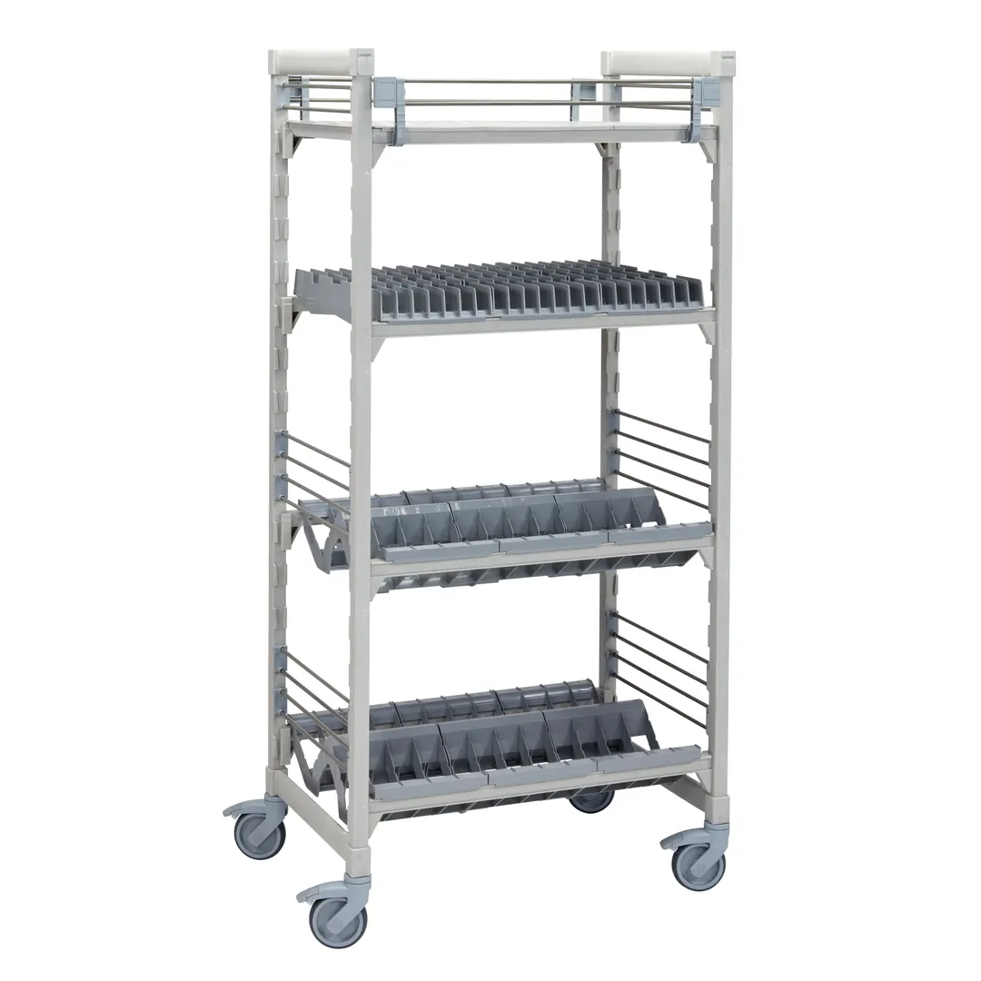 Cambro CPMU243675D2PKG 36" x 24" 75" Camshelving® Mobile Drying/Storage Rack w/ Plastic, 4 Tiers