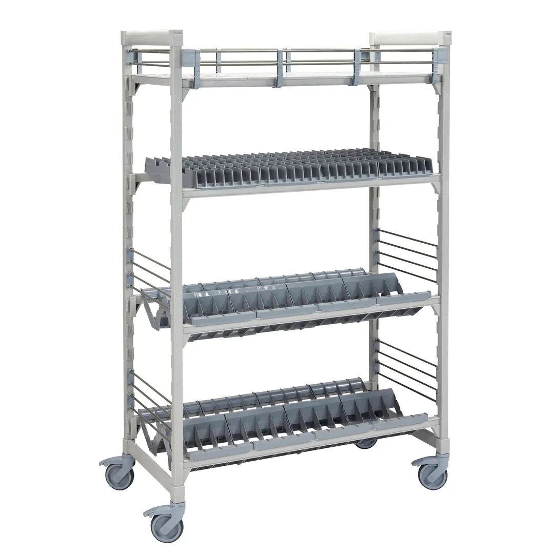 Cambro CPMU244875D1PKG 48" x 24" 75" Camshelving® Mobile Drying/Storage Rack w/ Plastic, 4 Tiers