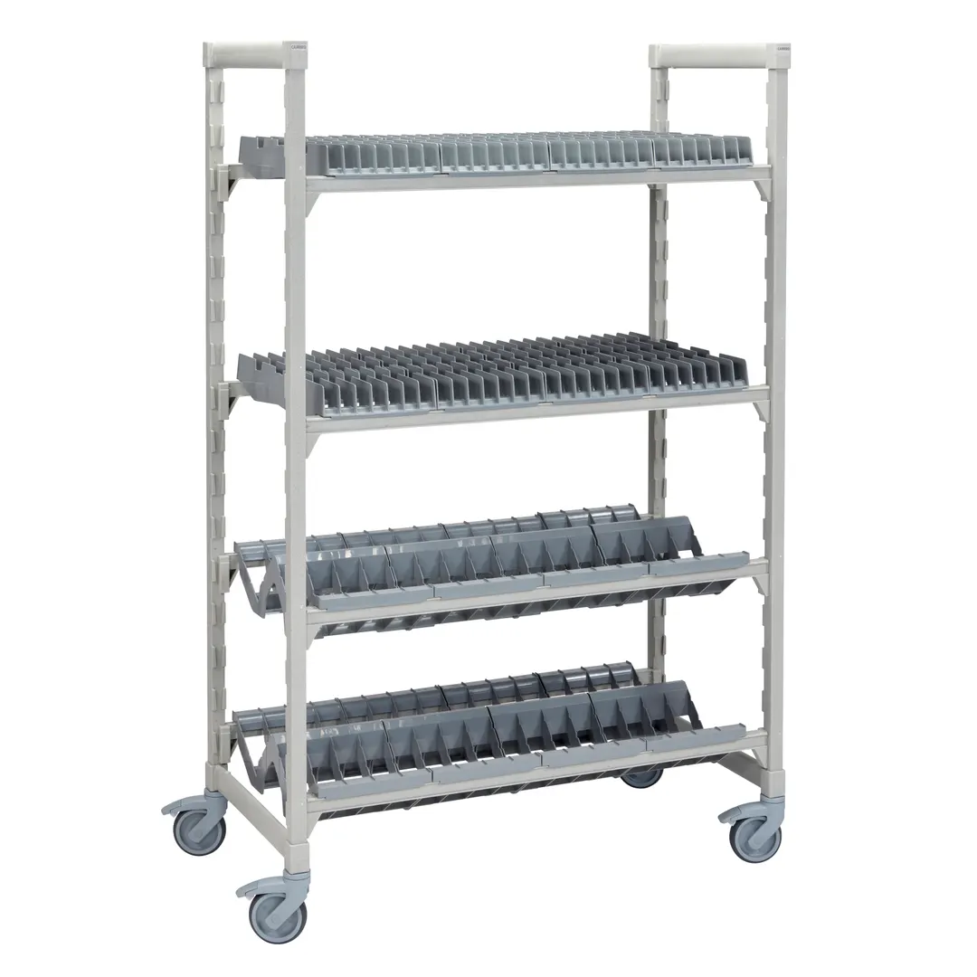 Cambro CPMU244875D3PKG 48" x 24" 75" Camshelving® Mobile Drying/Storage Rack w/ Plastic, 4 Tiers