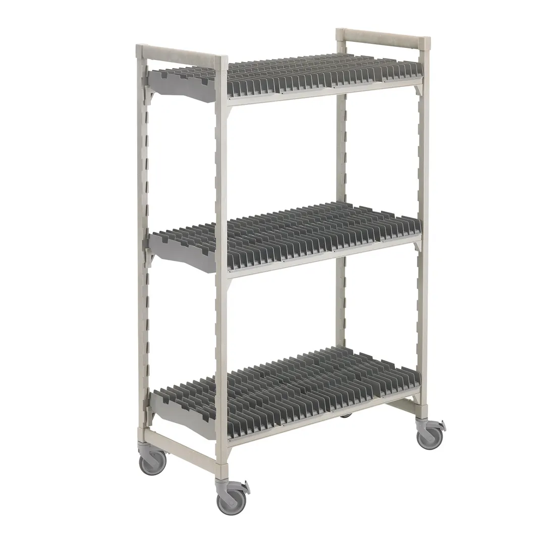 Cambro CPMU244875DRPKG 48" x 24" 75" Camshelving® Mobile Speckled Gray Drying Rack Cart with 3 Level 